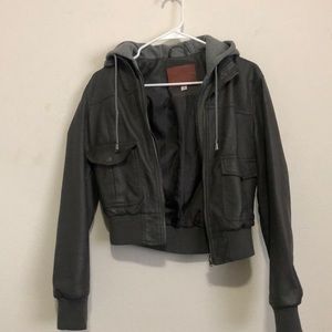 Hooded Faux Leather jacket